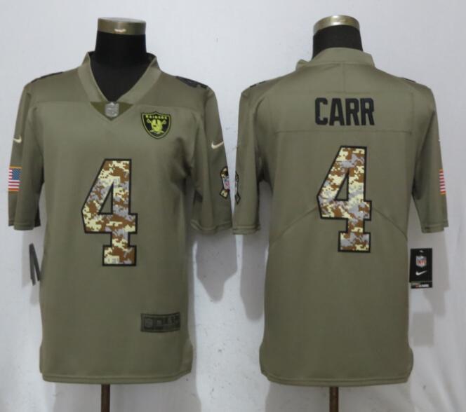 Men Oakland Raiders #4 Carr Olive Camo Carson Salute to Service Nike Limited NFL Jerseys->chicago bears->NFL Jersey
